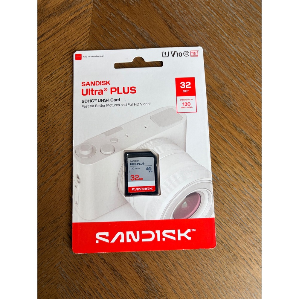 SanDisk Ultra PLUS 32GB SDHC UHS-I Memory Card 130MB/s Class 10 V10 SDSDUW3-032G